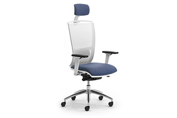 White or grey frame task office armchair with headrest Cometa W