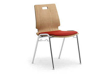 Lunchroom chairs with wooden shell and upholstered seat for restaurant, bar, pub, pizzeria Cristallo