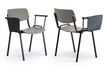 Coloured ISO chair with writing tablet with tip-up writing tablet Sally