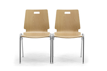 Chairs with wooden shell and integrated linking device for training, conference rooms and university Cristallo