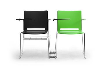 Linking chairs with plastic seat/back with tip-up writing tablet for conference and training rooms I Like