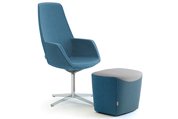 Relaxing lounge chair with pouf with minimal design Gaia