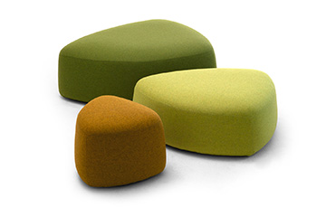 Pouf ottomans with modern colours for reception and waiting seating gogo