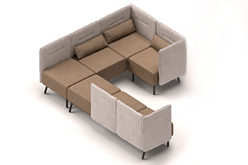 Modular sofas with linkable seats for waiting salon Around