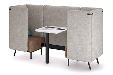 Lobby, reception and waiting room office pods sofas with peninsula table Around Lab LT