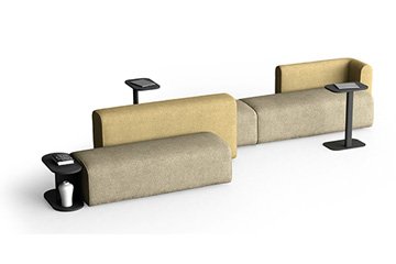 Sofa plus modular pouffes for hall open-space Noa'