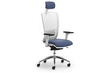 Ergonomic design white mesh office seating with headrest Cometa W