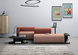 Sofa plus modular pouffes for hall open-space Noa