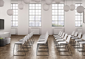 stackable training room chairs with flap and i-Like trolley