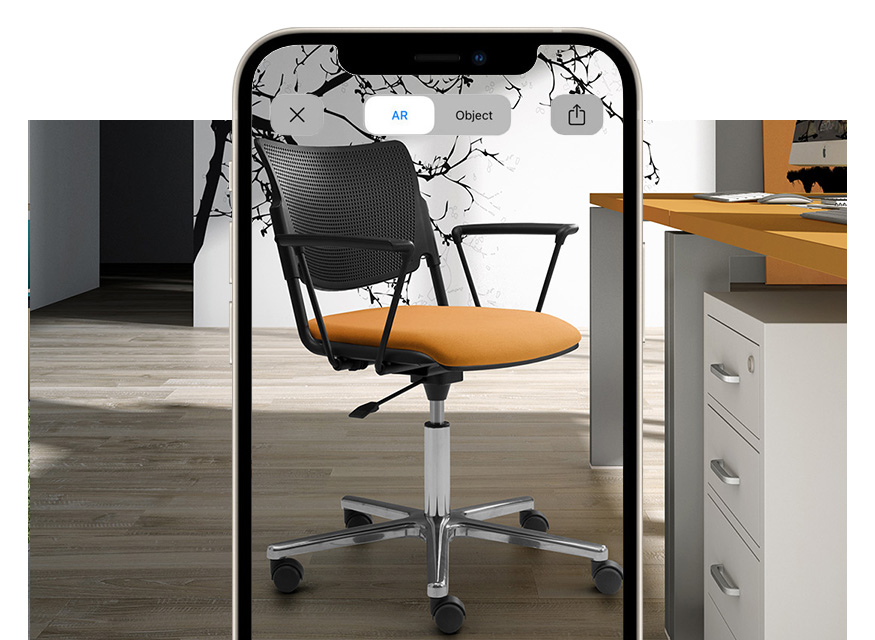 swivel task armchair with metal seat and back for workstations with augmented reality LaMia
