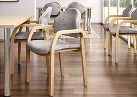 Wooden chairs with armrests for dining room nursing home Soleil